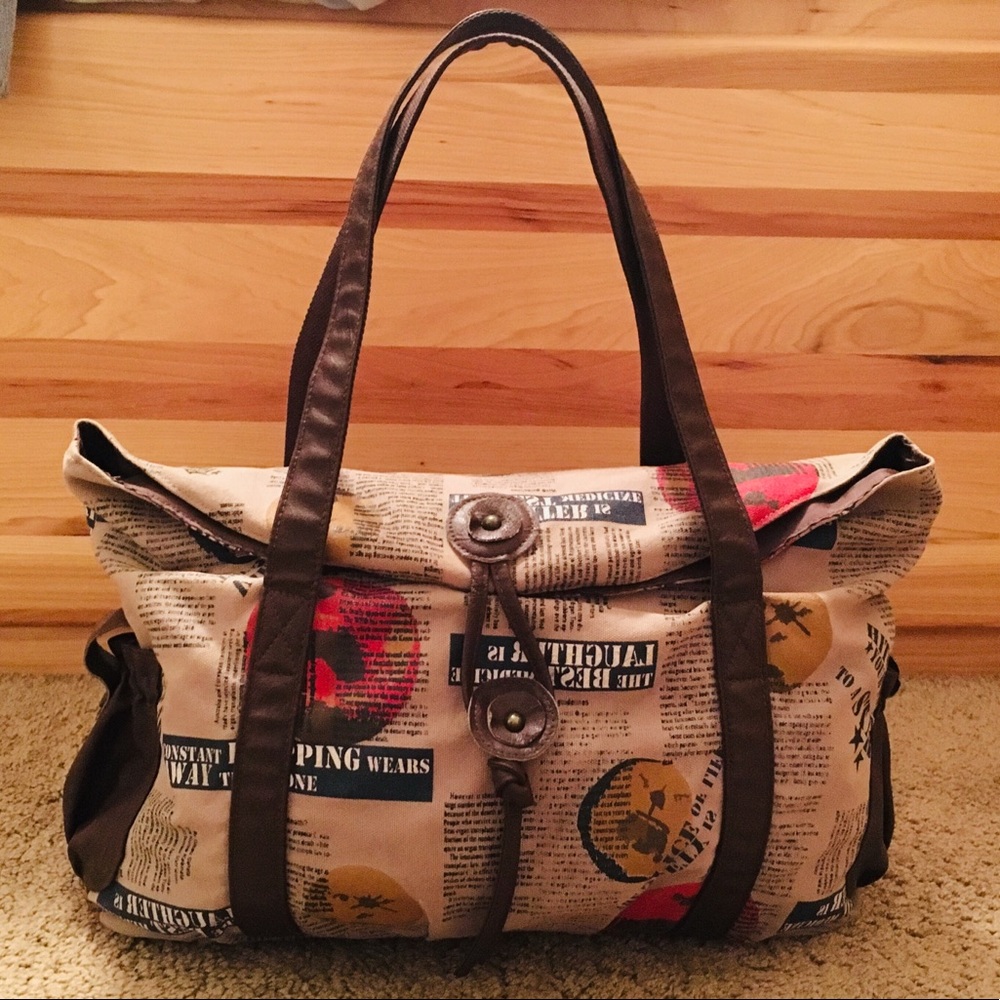 Canvas Fold Over Large Casual Soft Shoulder Bag